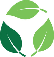 Fototapeta premium Three green leaves in a circle leaf ecofriendly