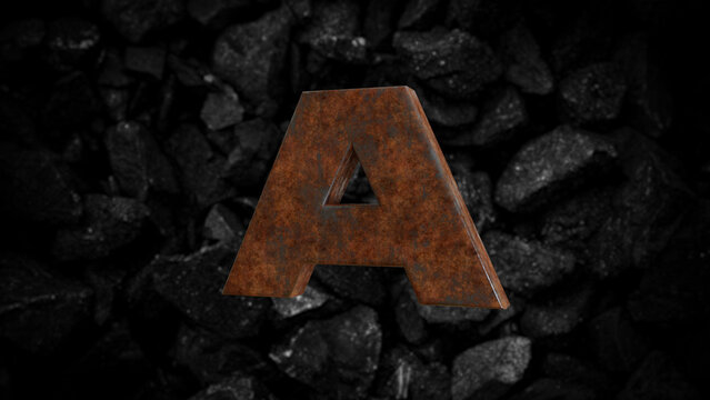 Rusty Metal Font Letter A