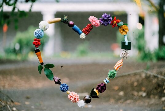 Colorful beaded heart decoration