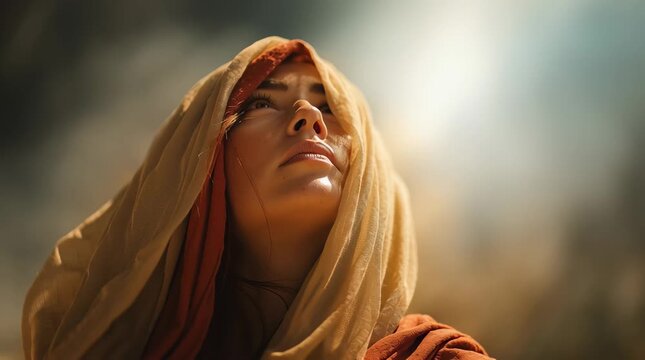 Biblical woman, Mary Magdalene Looking to God. A powerful and emotional depiction of the biblical character