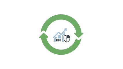 Green arrow cycle KPI business icon.