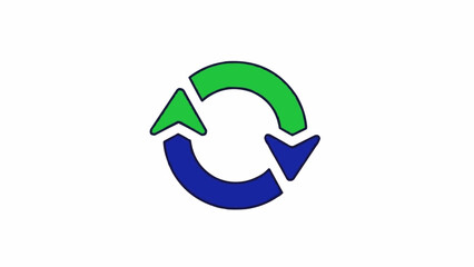 Green and blue recycling symbol logo.