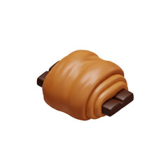Obraz premium A digital illustration of a chocolate croissant, featuring a light brown, flaky crust and dark chocolate chunks, isolated on a transparent background (2)
