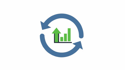 Green arrow graph with blue circle.