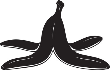 Banana peel vector silhouette illustration isolated on transparent background line art