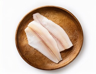top view of haddock fillet isolated on white background perfect for seafood and healthy food visuals