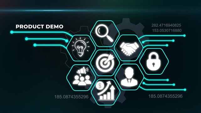 Professional product demo and software presentation concept with digital user interface and business technology showcase.