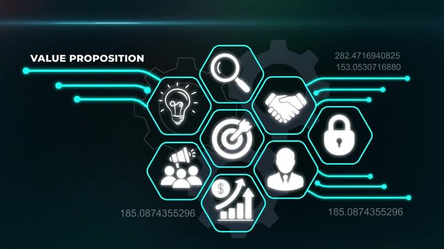 Business value proposition and strategic marketing concept for professional brand advantage and customer benefit analysis