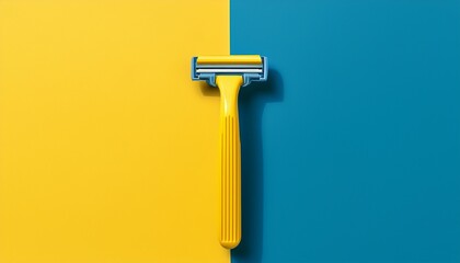 yellow razor on blue and yellow background