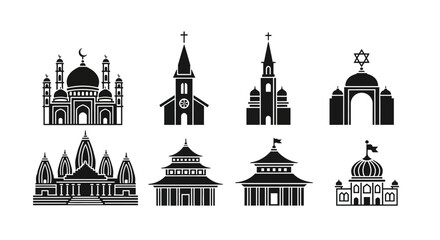 Collection of Religious Buildings and Places of Worship Icons.