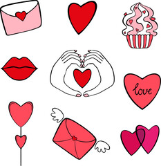 Valentine heart vector set color