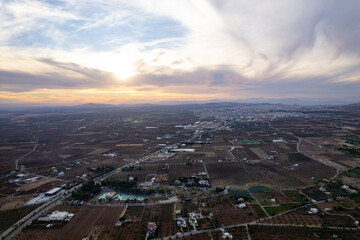 Fototapeta premium Aerial View of Sogutludere Recreation Area Park and Restaurant Complex Surrounded by Vast Olive Groves in Rural Kilis Landscape