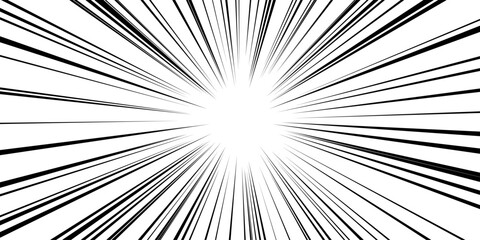 Speed comic cartoon for effect line manga and radial graphic action. Motion blast force for pattern border center and circle book illustration. Speed anime hit for effect hero power and line. © RDVector