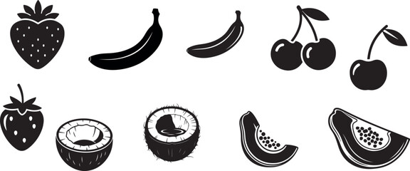 Flat design fruit illustration set Vector © Tarif