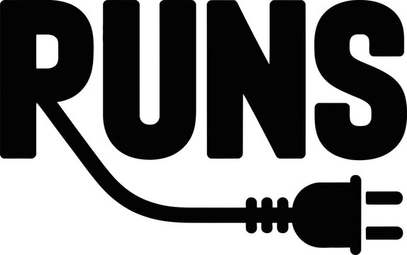 Runs concept with electric power plug graphic isolated on transparent background vector