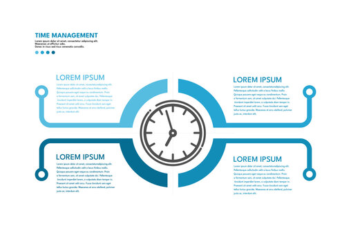 Time management - four steps business infographic - vector illustration