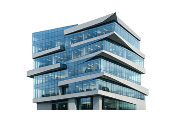 Obraz premium Modern glass facade office building with abstract architectural design standing on transparent background