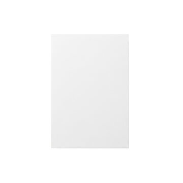 Pristine blank white rectangular paper isolated on a transparent background with shadowless studio lighting, shot from a high angle. Concept of minimalism and purity