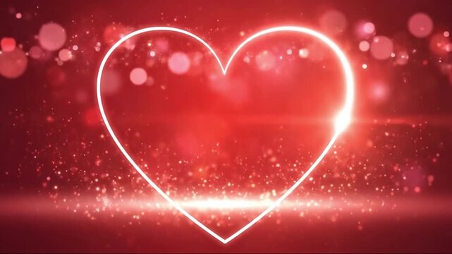 A radiant valentine's day message within a glowing heart on a vibrant red sparkling background
