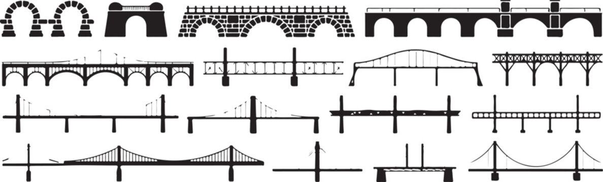 bridge infographic vector pack showing bridge structure variations