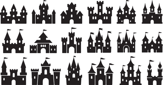 castle icon pack medieval fortress silhouettes for storytelling