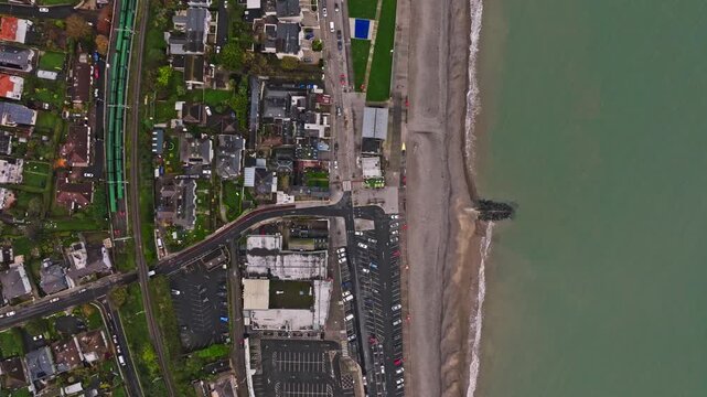Atmospheric Aerial Footage of Bray Town and Coastline in Ireland