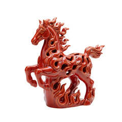 Elegant Red Chinese Year of the Horse Candle Sculpture