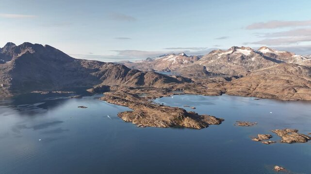 Aerial footage of Tasiilaq  a remote coastal city in eastern Greenland