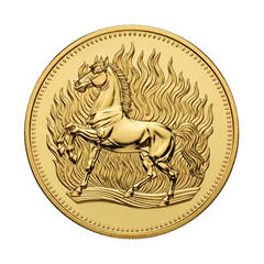 Gold coin featuring a majestic fire horse for Chinese New Year celebration