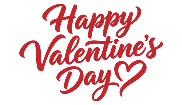 Lettering Happy Valentines Day banner. Valentines Day greeting card template with typography text happy valentine`s day and red heart and line on background. Vector illustration