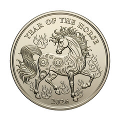 2026 Chinese New Year Fire Horse Coin Illustration