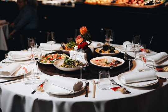 Elegant Dining Table with Gourmet Dishes