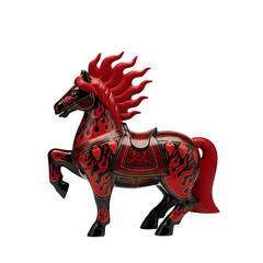 Decorative Chinese New Year Horse Figurine with Fiery Red Accents