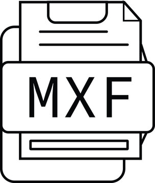 MXF file format icon simple vector illustration representing digital media file type for audio and video editing isolated on white background