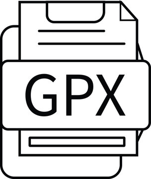 GPX file format icon simple outline symbol representing GPS data isolated on white background for digital use