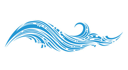 Fototapeta premium Stylized Blue Ocean Wave Graphic with Abstract Fragmented Pattern Detail and Dynamic Flowing Curves Illustration