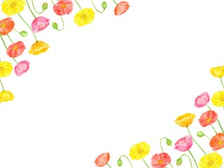 水彩で描いたカラフルなポピーのフレーム