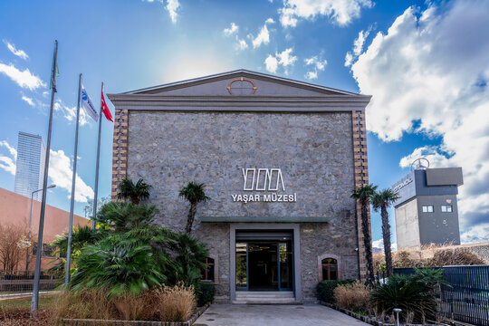 Izmir, Turkey - January 30, 2026 : The Yasar Museum exterior view in Izmir City of Turkey