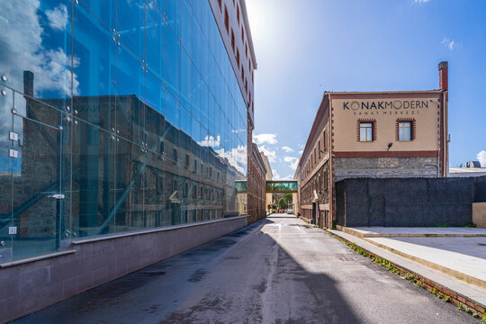 Izmir, Turkey - January 30, 2026 : The Yasar Museum and Konak Modern Art Center street view in Izmir City of Turkey