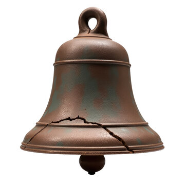 A broken bell with a crack in the middle