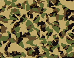 Fototapeta premium Full Seamless camouflage camo pattern. High contrast military print background for army training. Use on tshirt, shorts, jacket and bags. Seamless repeat for outdoor sport.