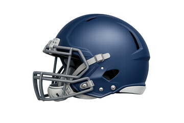 Fototapeta premium Protecting head during american football game with blue helmet and face mask isolated on transparent background