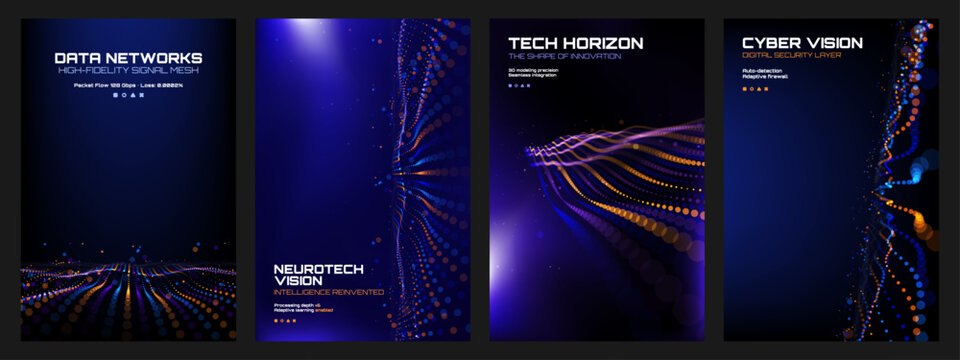 Digital network technology background with light particles. Futuristic pattern for data security concept, neurotech vision, cyber vision.