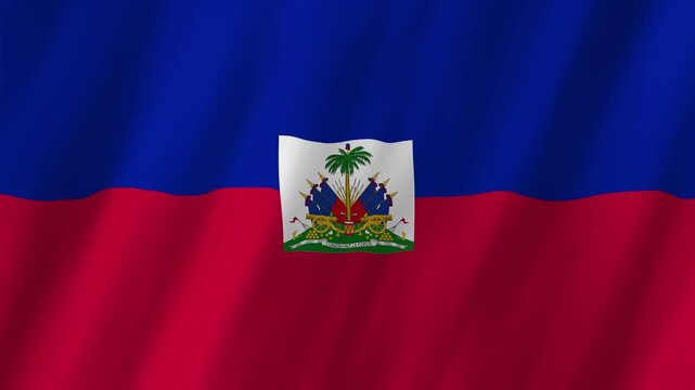 Haiti Flag Waving on Wind, Realistic 4K Background Animation