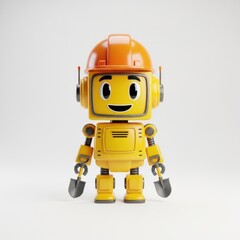 Cute Construction Robot with Orange Hard Hat