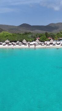 Kenepa Grandi Beach At Willemstad In Netherlands Curacao. Island Beach. Blue Sea Landscape. Willemstad At Netherlands Curacao. Tourism Background. Nature Seascape.