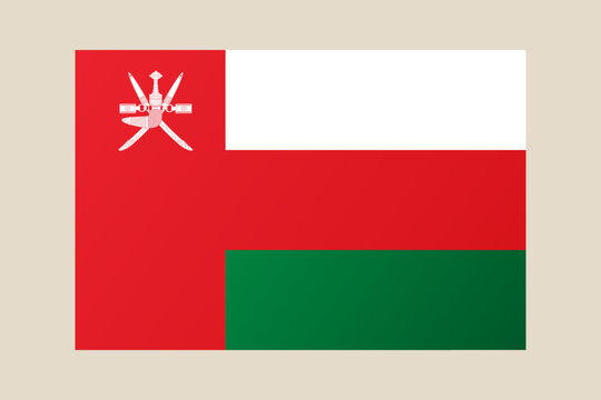 Official Oman Flag Vector Illustration Displaying National Emblem and Colors Representing Middle Eastern Identity and Patriotism.