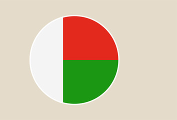 Fototapeta premium Madagascar Flag Displayed as a Simple Circular Vector Icon Conveying National Identity and Pride on a Clean Beige Background.