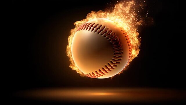Burning Baseball Exploding in Motion.