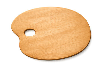 Wooden artist palette with thumbhole on transparent background
